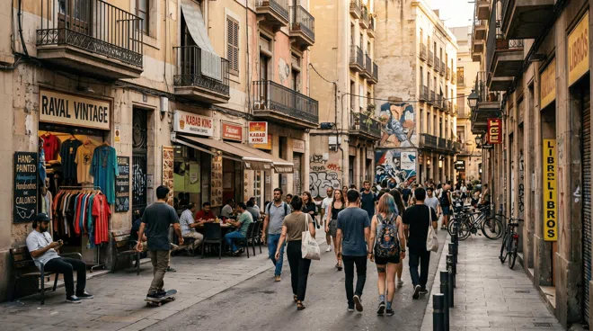 Atmosphere of El Raval, Barcelona